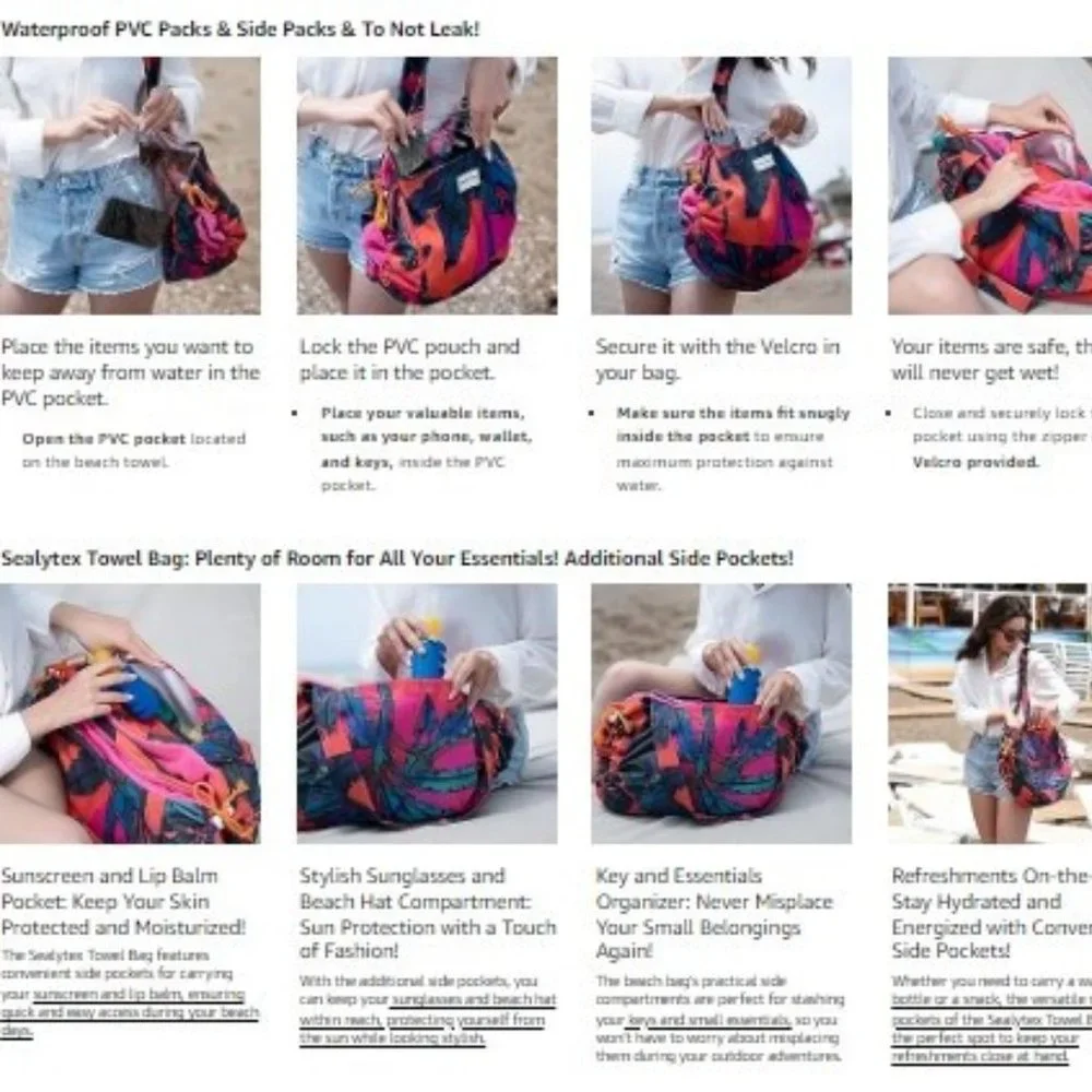 2-in-1 Multi-Functional Turkish Beach Towel Convertible into Beach Bag